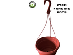1,2,3 or 5 27cm Hanging pots in Terracotta. or Dark Green.