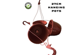1,2,3 or 5 27cm Hanging pots in Terracotta. or Dark Green.