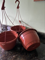 1,2,3 or 5 27cm Hanging pots in Terracotta.