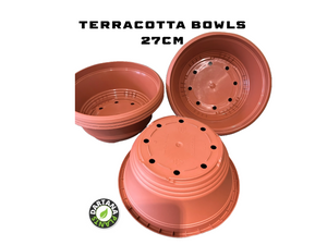 3 x 27cm Terracotta Bulb Bowls perfect for Bulbs, Alpines, Bonsai