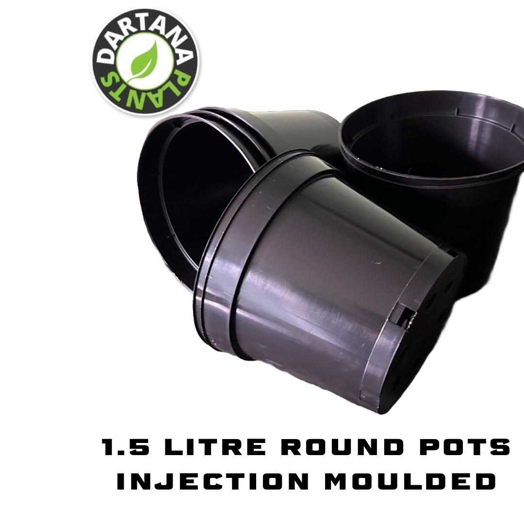 6 x 1.5 Litre Plant Pots Injection Moulded - Black