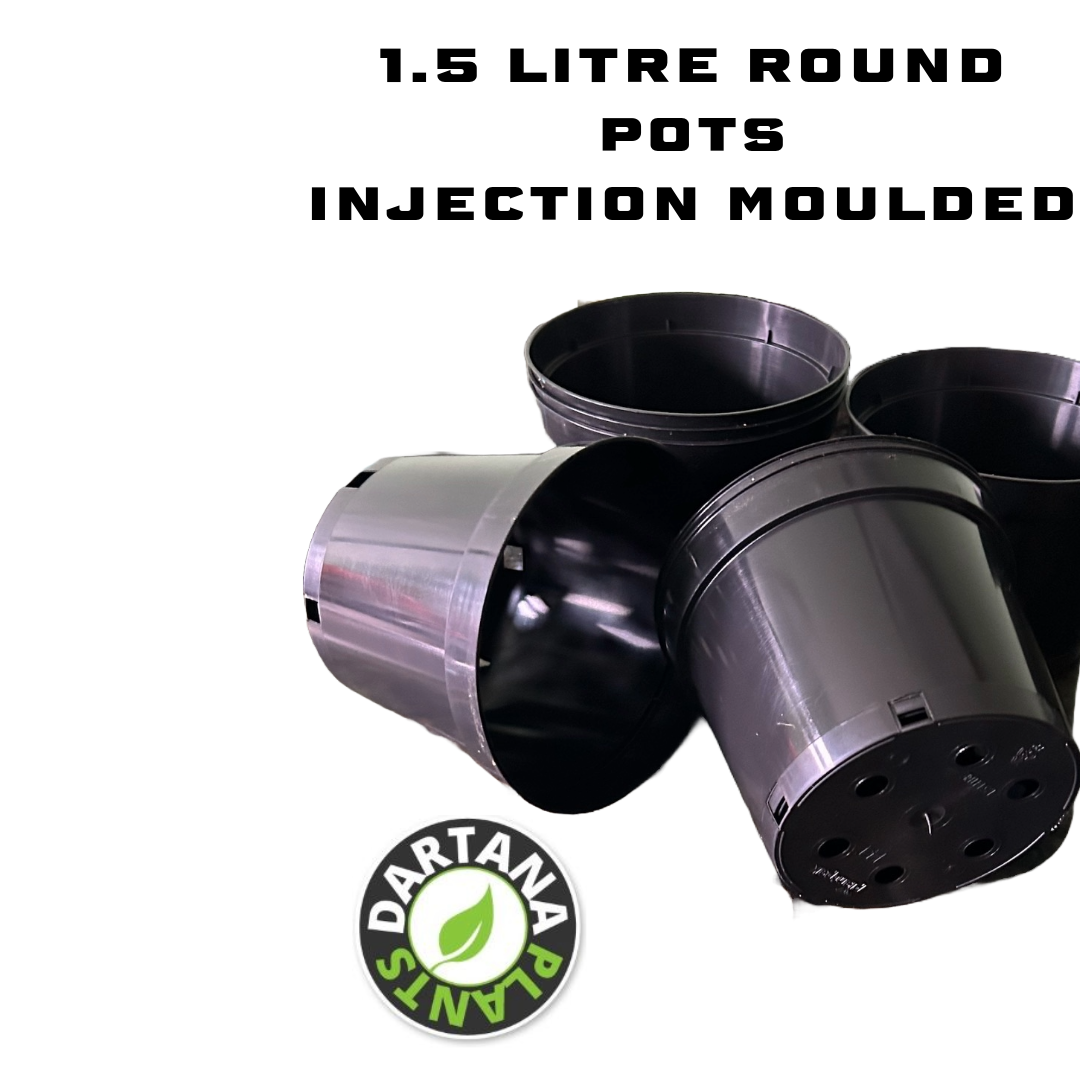 6 x 1.5 Litre Plant Pots Injection Moulded - Black