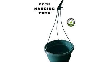 1 X 27cm Hanging pots in Dark Green.