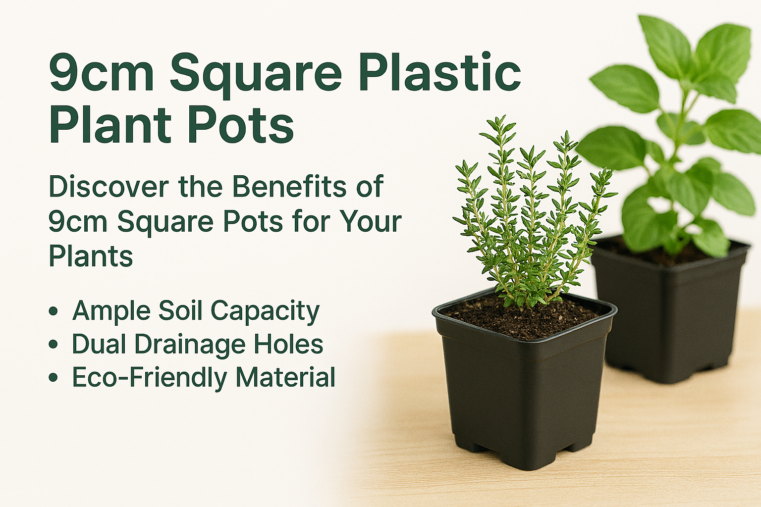 9cm Square Plastic Plant Pots
