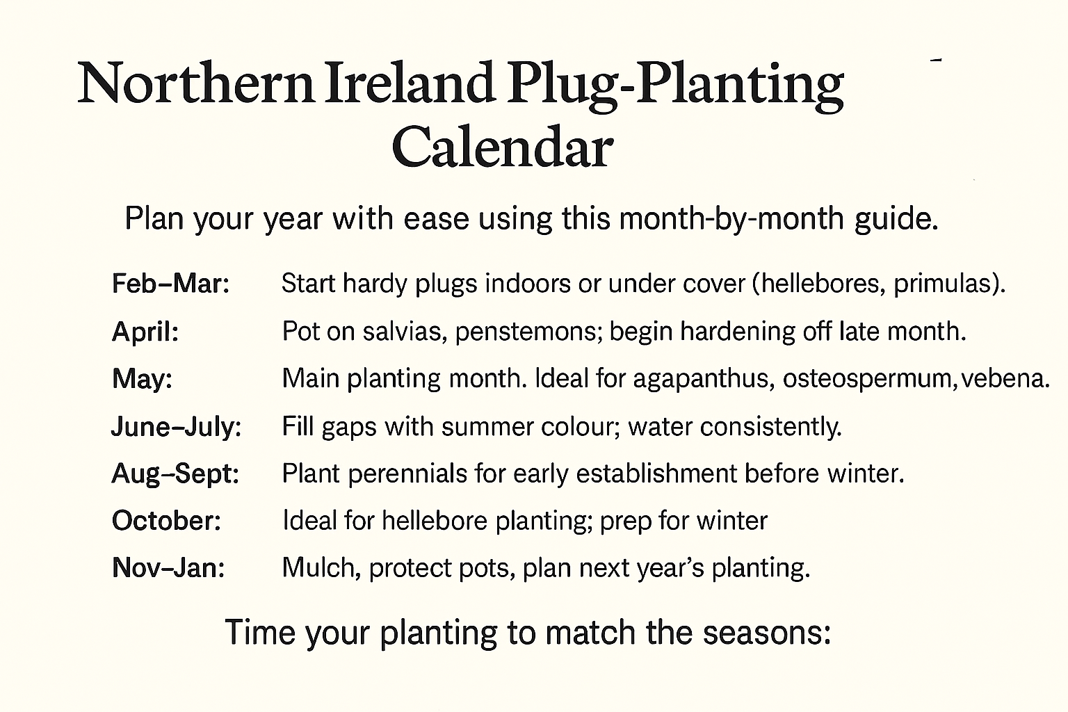 Northern Ireland Plug Planting Calendar (Month by Month Guide)