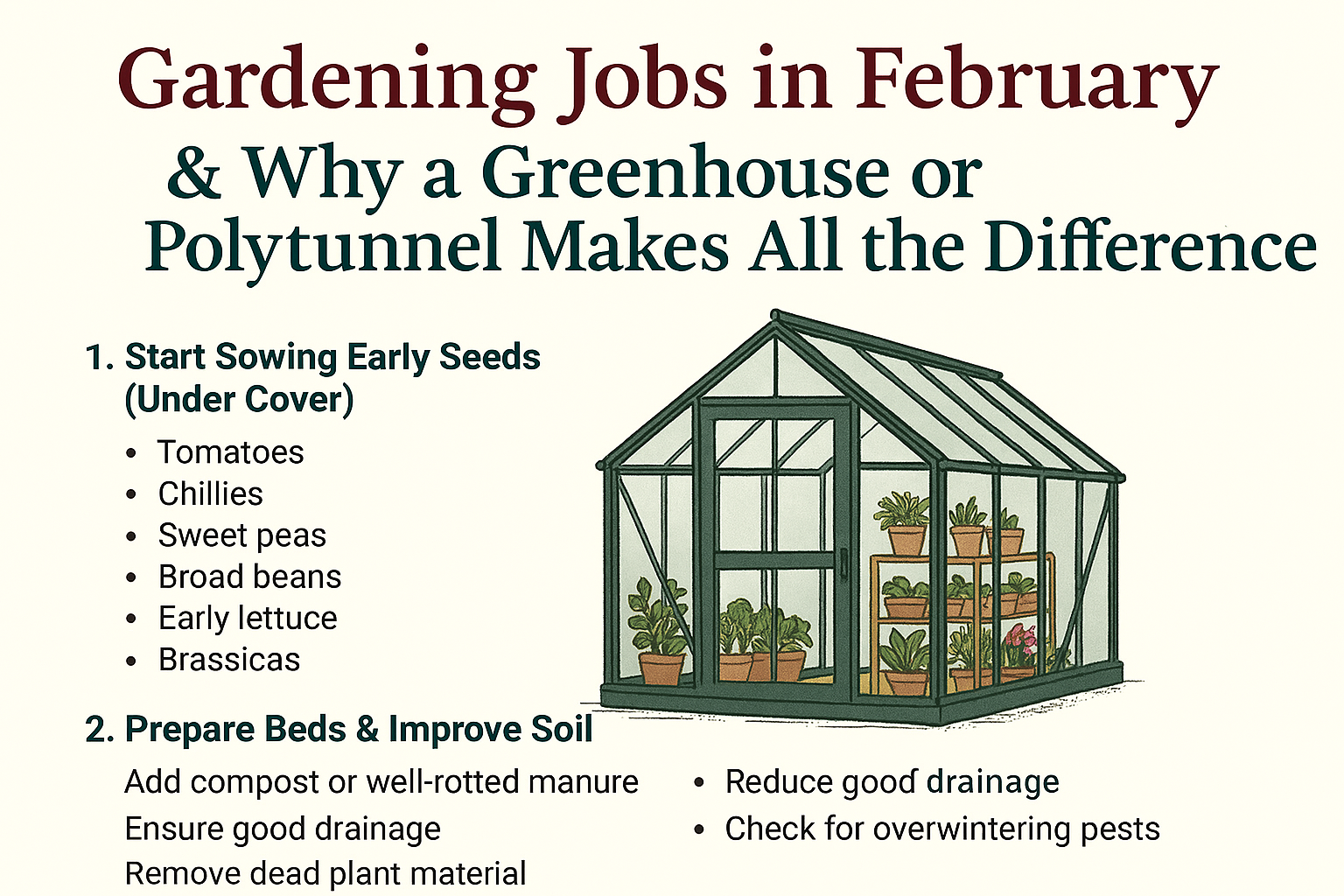 Gardening Jobs in February & Why a Greenhouse or Polytunnel Makes All the Difference
